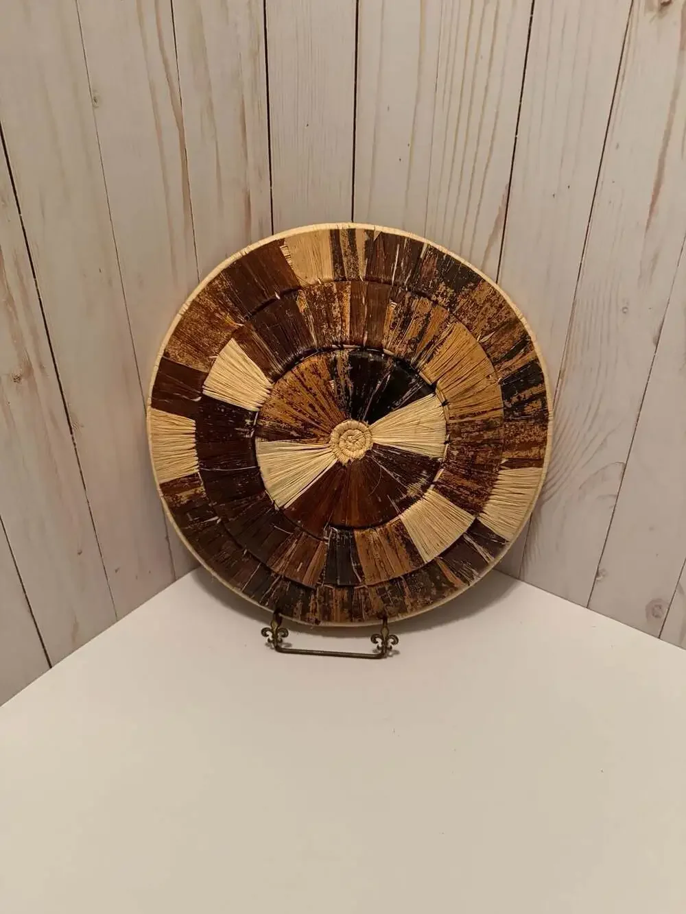 Handcrafted African Woven Banana Leaf & Raffia Basket Bowl